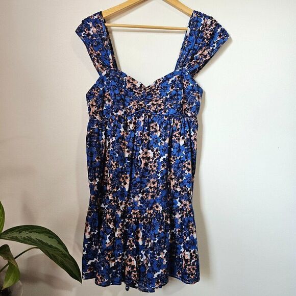 NWOT FREE PEOPLE BOHO PATTERN PLAY LINEN BLEND SHORT DRESS SZ MEDIUM - Picture 2 of 16